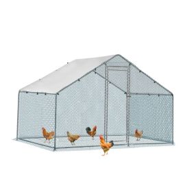2X2X2m&6.5x6.5x6.5ft Silver Chicken Coop With Pointed Roof, 180g PE Rain Cloth, Metal Chicken And Rabbit Cage (Option: defaulttitle)