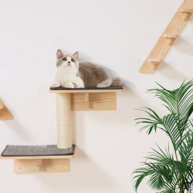 Wall Mounted Cat Shelves Tree With Jumping Boards Nests Hammock Set Of 7 (Option: Natural)