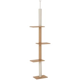 Floor-to-Ceiling Cat Tree Climbing Tower with Sisal-Covered Scratching Posts Natural Cat Tree Activity Center for Kittens Tower Furniture, Light (Option: Brown-580x290x280 mm)