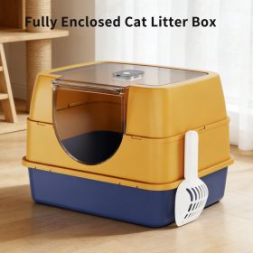 Dark Gray Top Entry Fully Enclosed Cat Litter Box , Anti Splash & Odor Locking, For Large Cats & Multi Cat Households Plastic Bring A Spoon (Option: Orange)