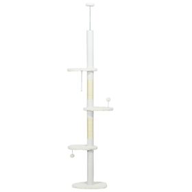 8.4 Floor to Ceiling Cat Tree, Adjustable Height, White (Option: White-370x180x540 mm)