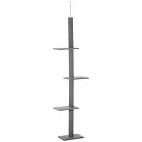 Floor-to-Ceiling Cat Tree Cat Climbing Tower with Sisal-Covered Scratching Posts Natural Cat Activity Center for kittens Cat tower furniture, Gra (Option: Dark Grey-580x290x280 mm)